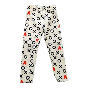 Hanna Andersson Valentine's Day hearts red ecru leggings pants girls size 110 5